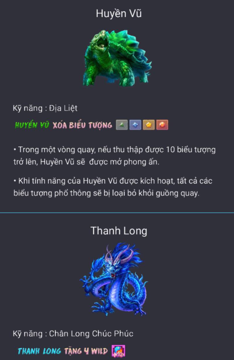 Luật Chơi Tứ Thần Thú - Game Slot Có Cơ Chế Jackpot Khủng 5 Kỹ năng đặc biệt của Tứ Thần Thú